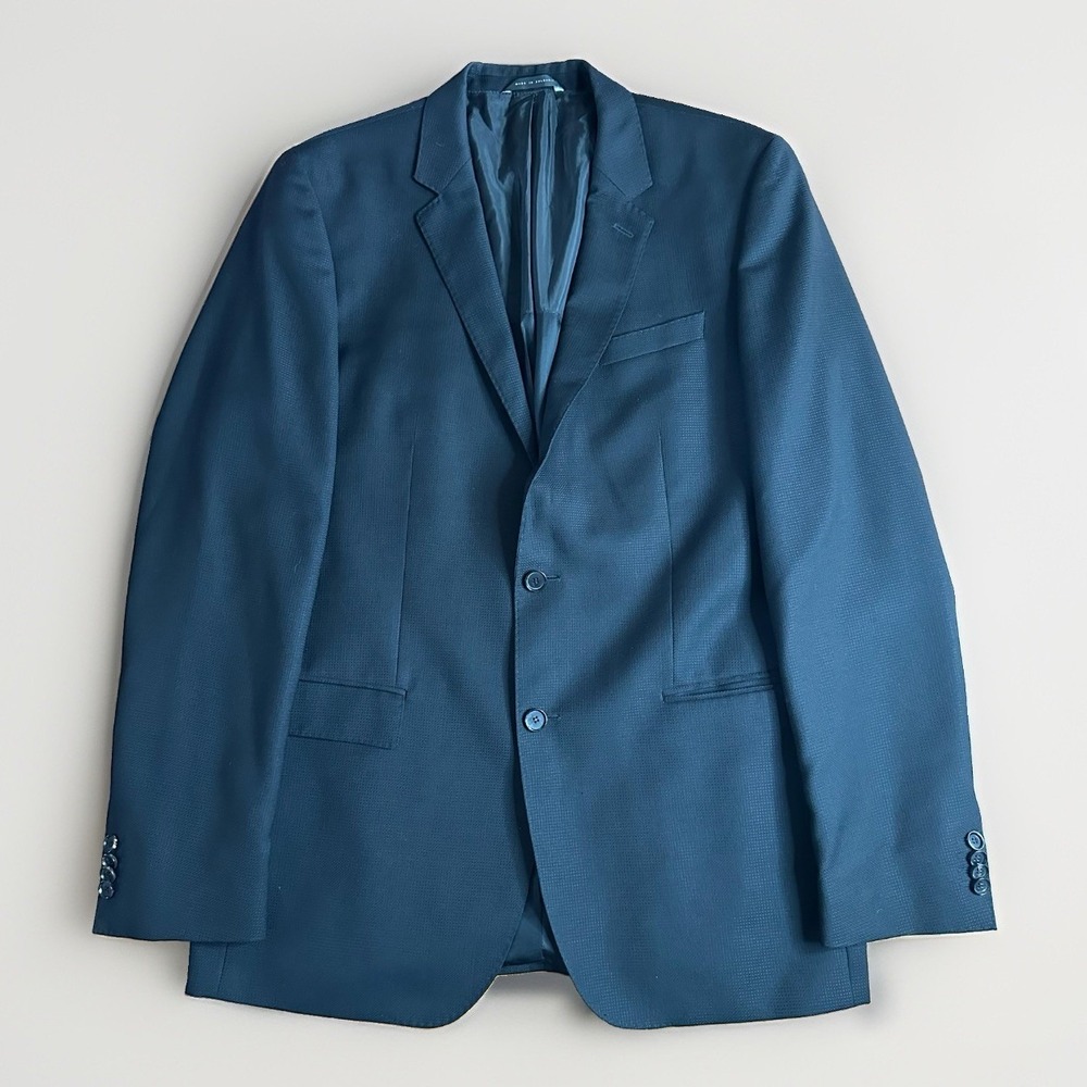 Hugo Boss Blazer Men 44L Regular Fit Black Wool Twill Lanificio Tesse Biella